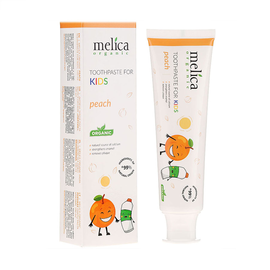 Дитяча зубна паста Melica Organic Toothpaste For Kids Peach Персик, 100 мл